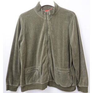 VTG 90s Mossimo PLUS Size 2X Green Velour Mock Neck Zip Up Athleisure Jacket